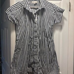 LOFT Navy and White Striped mini dress with pockets